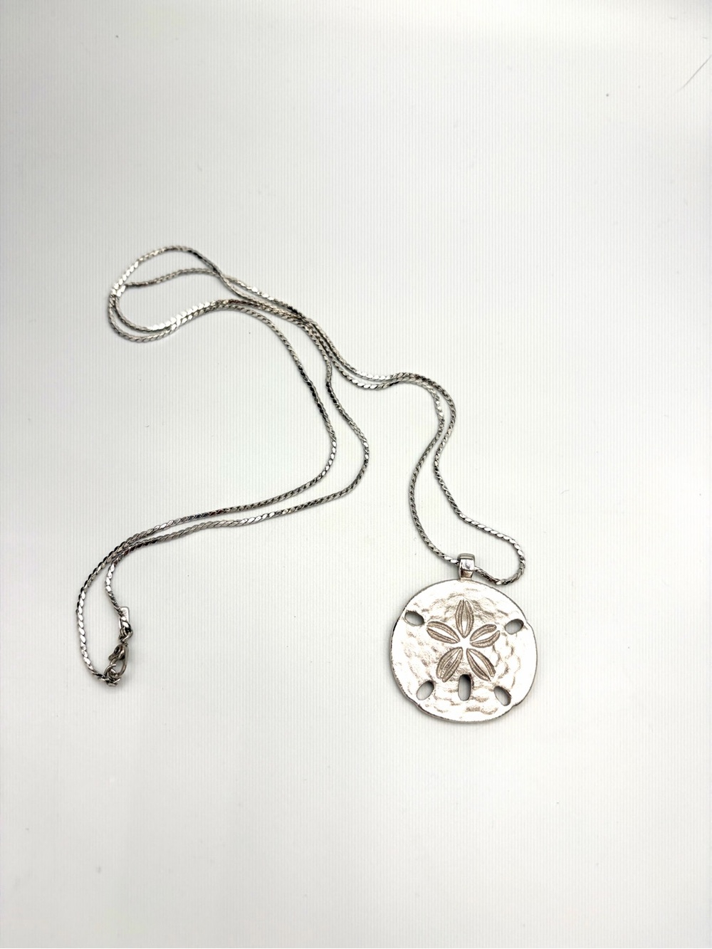 Vintage Monet Silver Sand Dollar Pendant Necklace - Classic Beach Jewelry